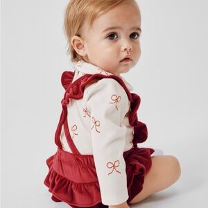 Adorable Red Ruffle velvet Baby Outfit